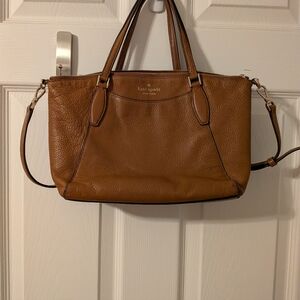 kate spade Monica Pebbled Leather Shoulder Tote in Cognac Brown